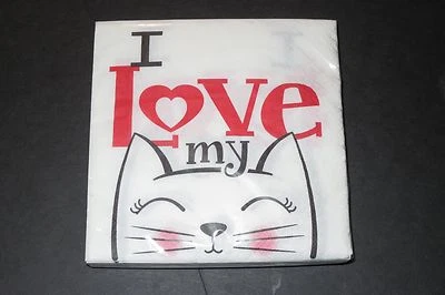 I love my cat paper napkins pet party 20ct 2ply NIP Free Shipping US - Image 1 of 3