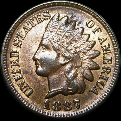 1887 Indian Cent Penny ----  Gem BU+ Condition   ---- #L480 Cover