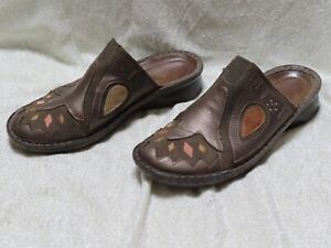 Brown NAOT Suede Leather Embroidered Slip-on Clogs Size EU 40 / US 9 Comfort