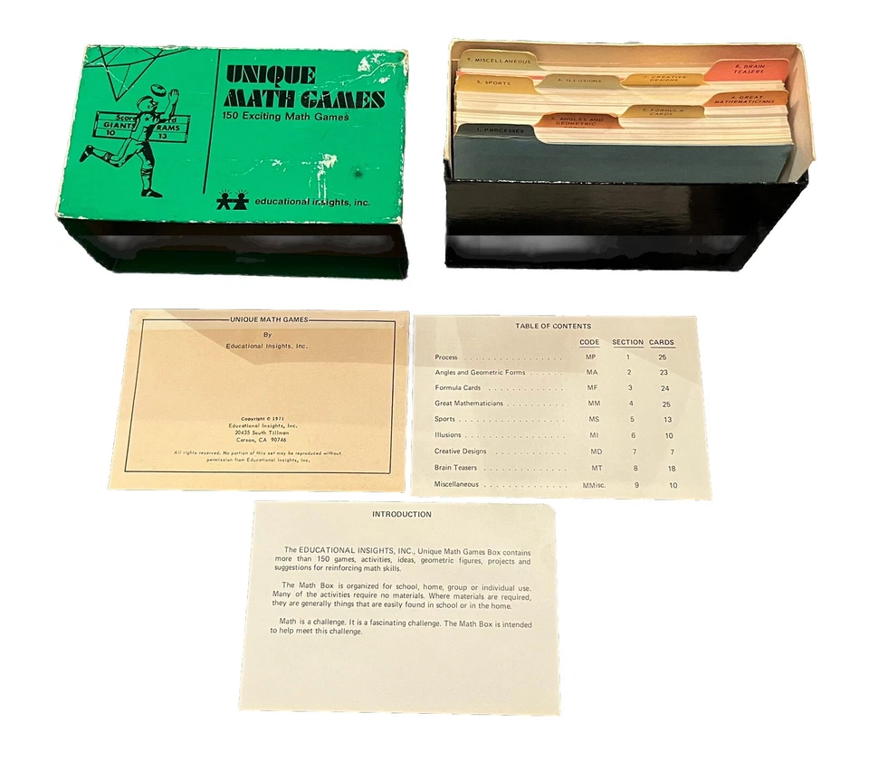 De colección 1971 Juegos de Matemáticas Únicos 150 Juegos Emocionantes Información Educativa - ¡COMPLETO!! Foto 1 de 4
