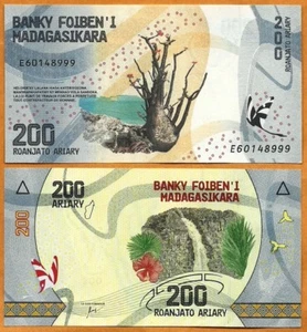 MADAGASCAR ND ( 2017) UNC 200 Ariary Banknote Paper Money Bill P-98 - Imagen 1 de 1