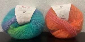 Ella Rae Tufty Color Yarn Kid Mohair Microfiber, Orange Blue (Lot of 2) - Picture 1 of 4