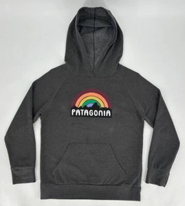 Patagonia Hoodie Youth XL Gray Spell-Out Rainbow Outdoor Camping Hike Retro Y2K - Picture 1 of 18