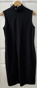 Emporio Armani Sheath Dress XS Black High Neck Back Zipper Career Made In Italy - Picture 1 of 15