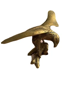 Large Cast Brass Eagle on a Branch Sculpture Vintage Bird Statue 18” Wingspan - Picture 1 of 7