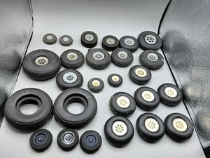 Lot of 25 Assorted Wheels Tires Rims, Rubber,  RC R/C Plane Airplane Car - Picture 1 of 4