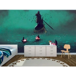 Photomural Vinyl Children's Comic Boats - Picture 1 of 8