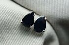 2Ct Pear Cut Lab-Created Sapphire Woman's Stud Earring's 14K White Gold Finish.