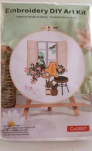 Cat Embroidery Kit Art Craft Sewing Set DIY Cross Stitch Starter for Beginners - Picture 1 of 7