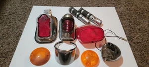 LOTE HARLEY LUZ TRASERA COLMENA CROMADA ESTILO ANTIGUO LÁPIDA INTERMITENTE - Imagen 1 de 17