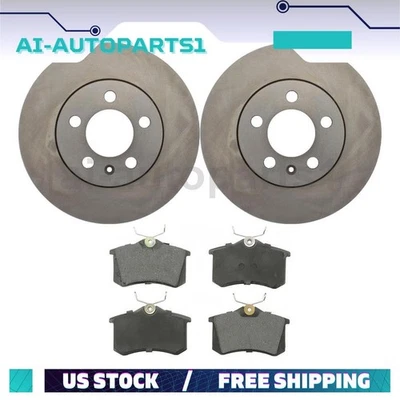Rear Brake Rotors + Brake Pads Kit Fits 2000 2001 2002 2003 2004 Audi TT Quattro - Image 1 of 4