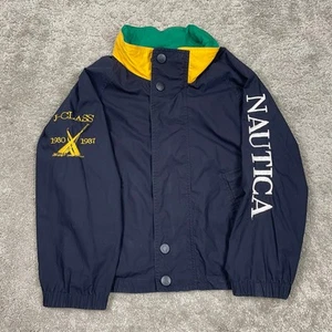 Vintage 90s Nautica Kids Windbreaker Jacket Size Small 8/10 Blue Green Yellow - Picture 1 of 23