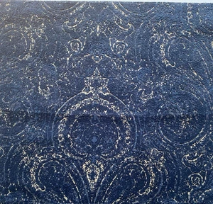 Lee Jofa Oscar De La Renta Orient Velvet Navy Designer Fabric Remnant 24"x24" - Picture 1 of 2