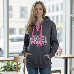 Sport-Tek Rodeo Alaska Brustkrebs Find A Cure Hoodie Sweatshirt Schnürung - Bild 1 von 10