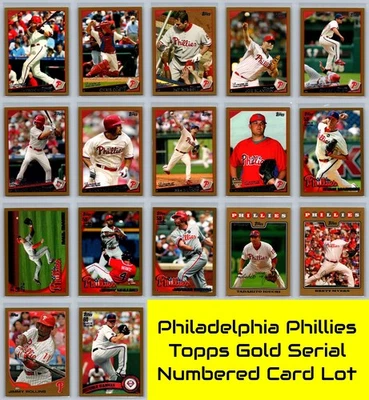 Philadelphia Phillies Topps Gold Serial Numbered #/2009 Baseball Card Lot 17 NM - Image 1 of 4