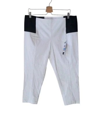 Nuevo Pantalón Capri THALIA SODI XL Blanco Negro Inserto Elástico Ajustado Mujer Foto 1 de 4