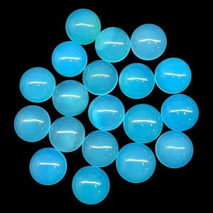 19 Pcs Natural Sky Blue Chalcedony 11mm Round Cabochon Loose Gemstones Lot - Picture 1 of 6
