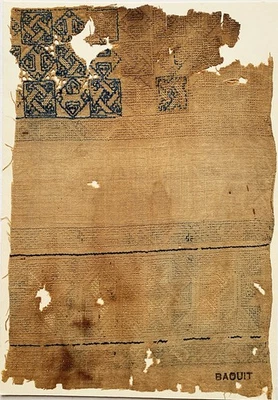 Fragmento textil antiguo 13-14C - teñido y tejido, BAOUIT, Egipto Foto 1 de 4
