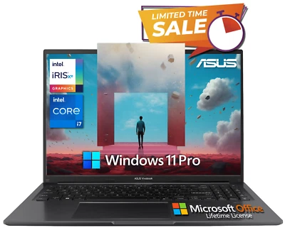 2025 ASUS Vivobook 16" Laptop Office 10-Core Intel i7 40GB RAM 1TB SSD, Open Box