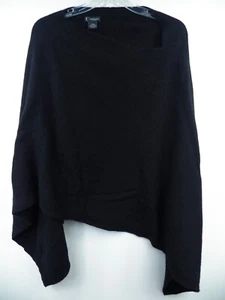 POR BLOOMINGDALES MUJER TALLA ÚNICA PONCHO SUÉTER 100% CACHEMIR NEGRO LUJO - Imagen 1 de 7