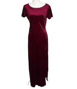 A Line Anne Klein Crushed Velvet Maxi Dress Womens XS Red Holiday Goth Royal - Picture 1 of 10