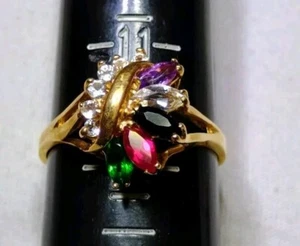 Vintage 14K HGE Lind Ring Gold Mehrfarbige Steine - Bild 1 von 6