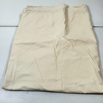 jcpenneys flat sheet queen solid beige lace edge cotton blend usa classic - Image 1 of 4