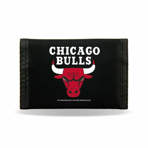 Chicago Bulls Black Nylon Tri-Fold Wallet [NEW] MLB Vinyl Trifold Billfold ID Cover