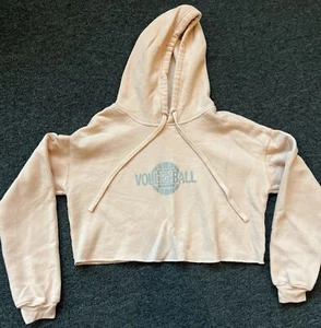 Sudadera con Capucha Recortada Rosa Voleibol Gráfico Bella y Lona Talla M Usada en Excelente Condición - Imagen 1 de 7