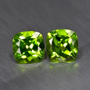 3.45Ct (2Pcs) Cushion_Lovely Quality Unheated Pakistan Peridot Gems - Picture 1 of 1