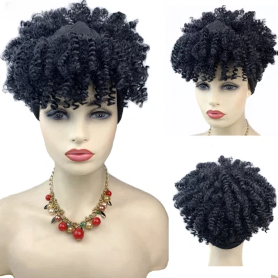 Short Curly With Bangs Women Wigs Good Quality Synthetic High Temperature Fiber - Image 1 of 4