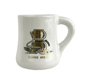 Vintage Coffee Break Ceramic Cup with Double Bubble Style Coffee Maker - Picture 1 of 5