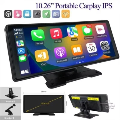 10.26" Portable Wireless CarPlay Android Auto Touch Car Radio Stereo FM/GPS/AUX - Image 1 of 4