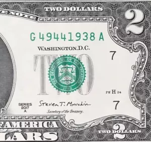 G 4944 1938 A : TRAILING YEAR 1938 $2 Two Dollar Bill Serial Number - Picture 1 of 3