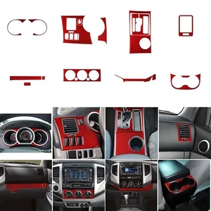 18Pcs Red Carbon Fiber Full Interior Dash Trim Kits For Toyota Tacoma 2005-2015 - Picture 1 of 17
