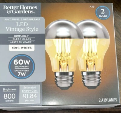 BH&G LED Vintage Light Bulb, 7 Watts (60W Equiv) A19 Filament Dimmable E26 Ba - Image 1 of 4