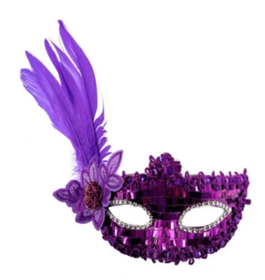 Ladies Masquerade Mask Halloween Ball Sequin Venetian Flapper Fancy Dress - Image 1 of 3