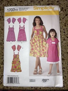 Simplicity Sewing Pattern 1703 Girls Dress Bolero Jacket Strappy size 7-14 - Picture 1 of 2