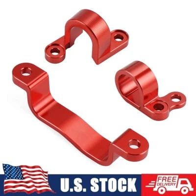 CNC Rear Brake Line Hose Clamp For Honda CRF450R 2002-2012 CRF450X 2005-2017 Red - Image 1 of 4