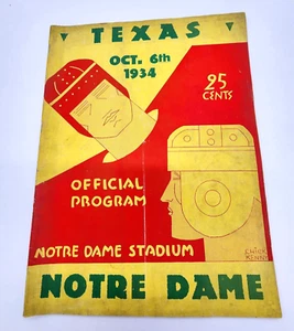 TEXAS @ NOTRE DAME - COLLEGE FOOTBALL PROGRAM - 1934 - Picture 1 of 7