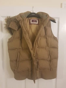 Womens Fat Face Gilet with Detachable Hood, Size 10 Grey/Green - Picture 1 of 4