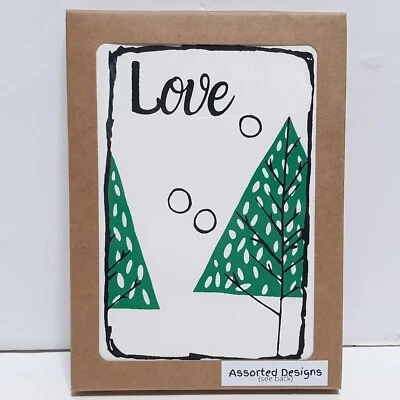 КОРОБОЧНЫЙ НАБОР ИЗ 8 рождественских открыток Joy Peace Love зеленые праздничные поздравительные открытки пустые - Изображение 1 из 4