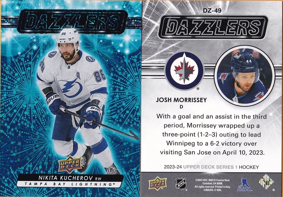 2023-24 Upper Deck Series 1 & 2 "Dazzlers" #DZ-1 to DZ-100 - U-Pick From List - Image 1 of 1