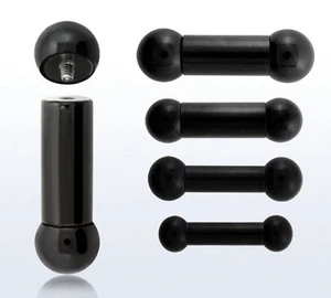 SCHWARZ Nipple Brustpiercing Barbell Intim Dehnpiercing Ohr Zunge Helix Piercing - Picture 1 of 7