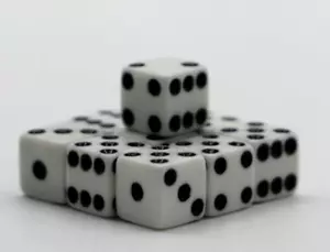 Koplow Games Set of 10 8mm Six Sided D6 Small Square Dice White with Black Pips - Picture 1 of 2