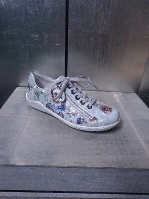 Neuwertige REMONTE Schnürschuhe Gr 36 grau Sneaker Halbschuhe silber Leder #1454 - Bild 1 von 4