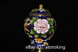 4.8" Chinese antiques Purple copper tire Cloisonne Gilded Filigree General jar - Picture 1 of 9