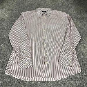 Charles Tyrwhitt Dress Shirt Mens Large Red Striped Button Down Slim Fit - Picture 1 of 7