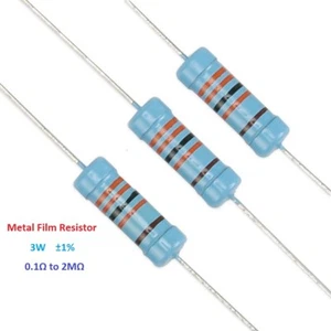 10PCS Metal Film Resistor 3W Tolerance ±1% Full Range of Values(0.1Ω to 2MΩ) - Picture 1 of 4