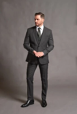 Grey Birdesye Three Piece Suit Slim Fit Wool Tom Percy - Image 1 of 4